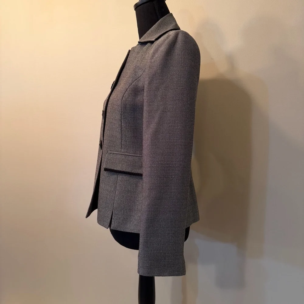 Evan Picone Women's 2P Gray Black Textured‎ Blazer Trendy Career Business Button